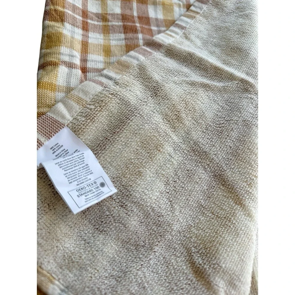 Oeko-Tex Brown White Plaid Kitchen Towel